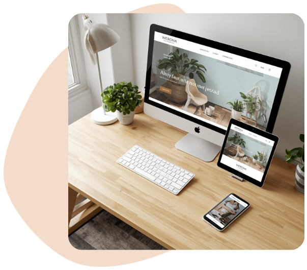 Aperçu d'un site internet créé par Webona sur ordinateur, tablette et smartphone